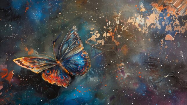 Beautiful butterfly in the space