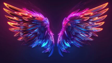 Neon wings texture backdrop, bird's wings background