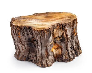 oak stump, log firewood isolated on a white background