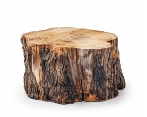 oak stump, log firewood isolated on a white background