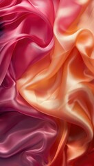 Obraz premium Orange and purple gradient silk texture background, fabric material backdrop