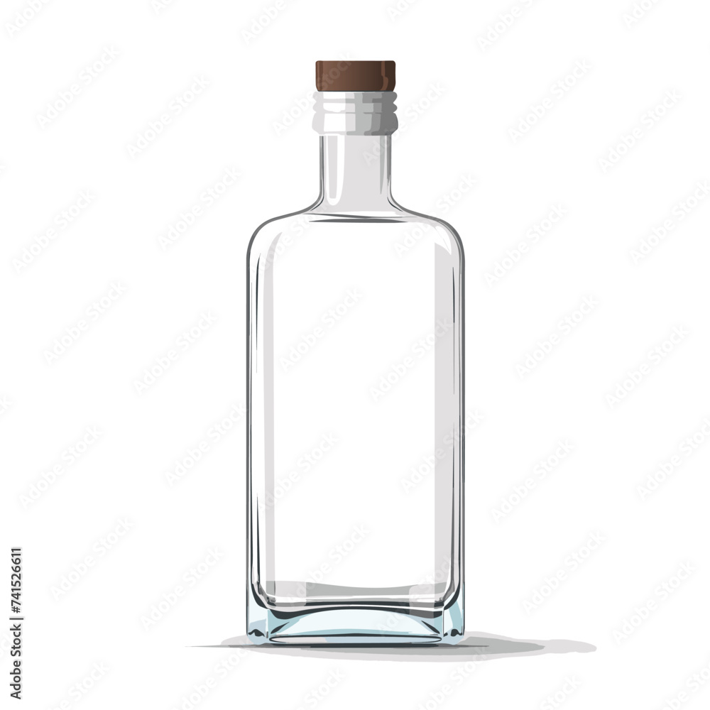 Wall mural isolated vodka gin bottle mockup, alcohol drink packaging template. vector illustration