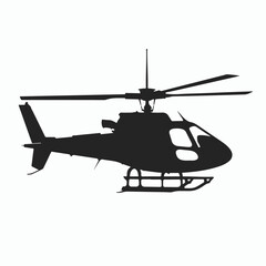 Black isolated silhouette of helicopter on white