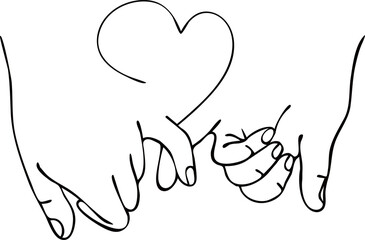  line drawing Pinky Promise  outline couple holding hands