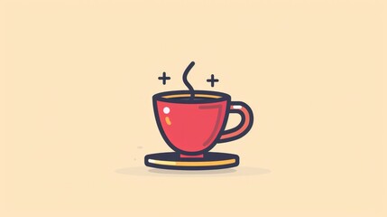 Icon of cup of coffee or tea, hot beverage in a cup