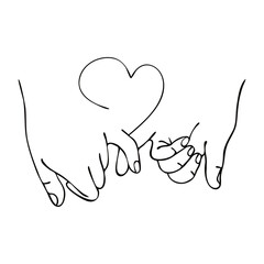  line drawing Pinky Promise  outline couple holding hands