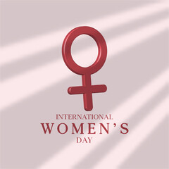 International Woman's Days  with  female gender sign illustration with shadow overlay element vector 