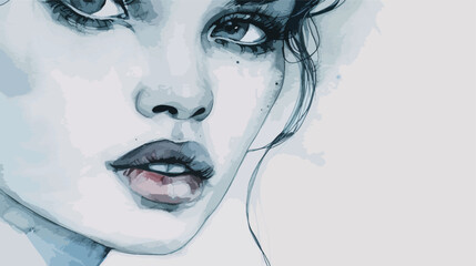 Woman face. Hand painted fashion illustration 
