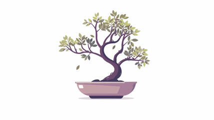 Bonsai tree vector flat minimalistic isolated ill