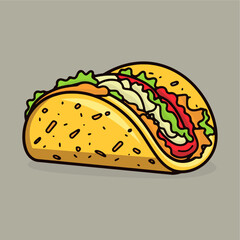 tasty taco fast food icon vector