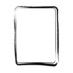 Frame border curved double line grunge shape icon, vertical rectangle decorative doodle element for design in vector illustration
