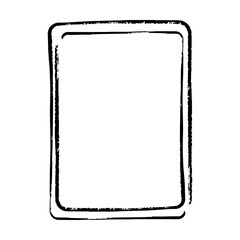 Frame border curved double line grunge shape icon, vertical rectangle decorative doodle element for design in vector illustration
