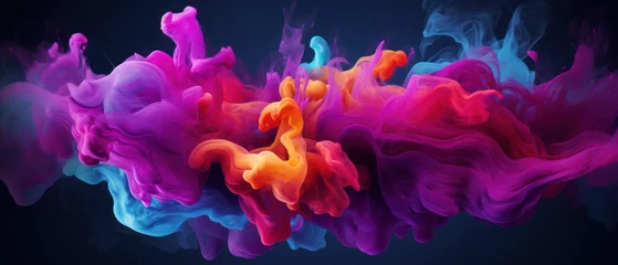 Zelfklevend Fotobehang abstract fusion background with waves of colorful smoke and fabric pattern © Mik Saar