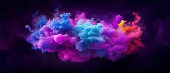Poster abstract fusion background with waves of colorful smoke and fabric pattern © Mik Saar