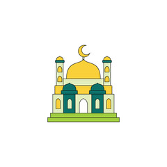 Mosque masjid line art vector illustration