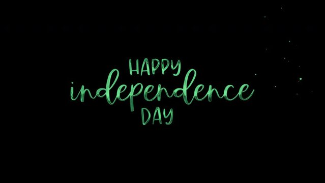 Animated happy Independence Day text suitable for social media graphics, greeting cards, posters, and banner designs celebrating freedom and patriotism.