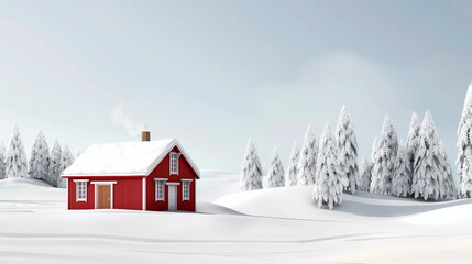 Winter Retreat: Minimalist Scandinavian Home Amidst Snowy Serenity