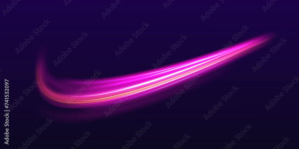 Poster neon stripes in the form of drill, turns and swirl. illustration of high speed concept. image of spe