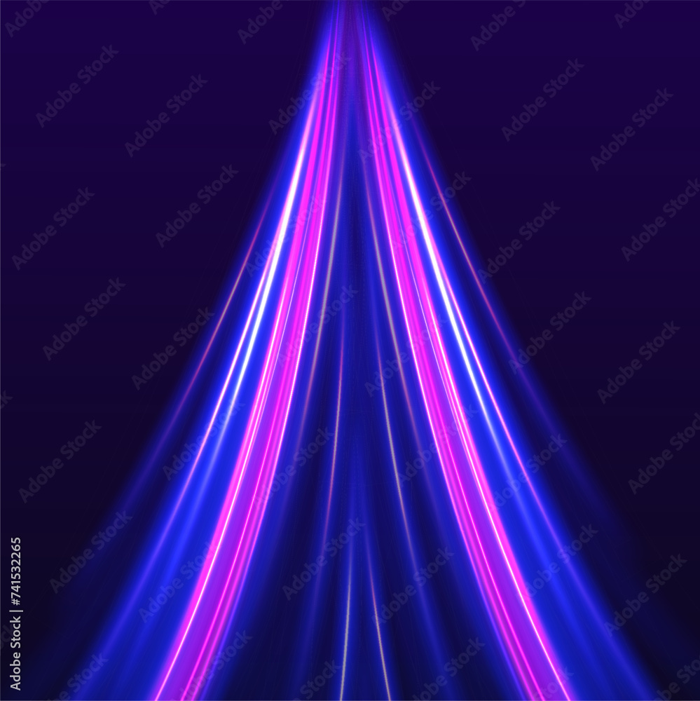 Poster panoramic high speed technology concept, light abstract background. image of speed motion on the roa