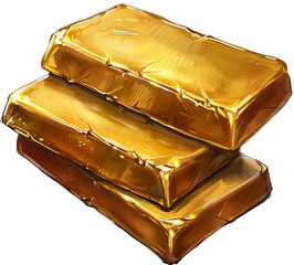 Gold ingot isolated on transparent background. PNG