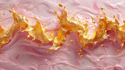 abstract liquid background in pink and gold colours