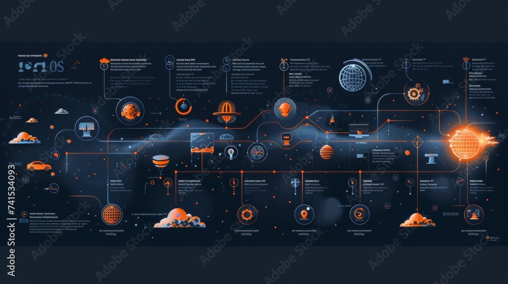 Poster educational infographic detailing the evolution of cloud computing, from basic networking to advance
