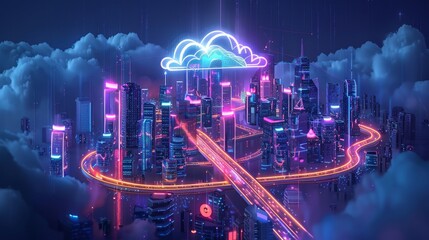 Illustration of a cloud-based smart city infrastructure, from traffic management to public services