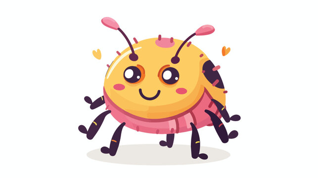 Cartoon beetle bug. Insect animal. Cute kawaii smile