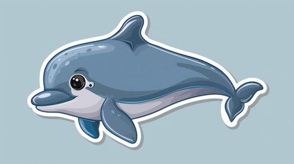 Obraz premium Friendly and cute blue dolphin illustration on a blue background