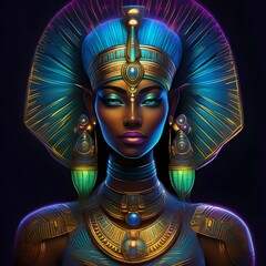 bioluminescent neon ancient Egyptian woman 