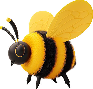 3d style bee isolated on transparent background.PNG