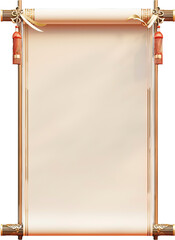 Ancient Chinese scroll isolated on transparent background.PNG