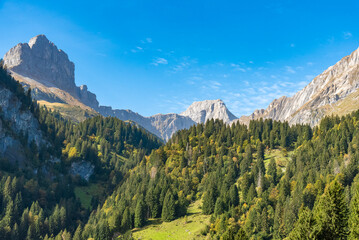 Fototapeta na wymiar View of the Alps in Glarus, centre of Switzerland
