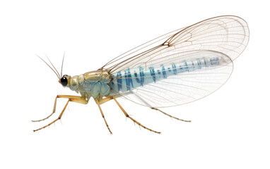 Gossamer-Winged Lacewing in Graceful Pose on white background