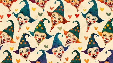 Jester April's fool colorful background pattern - obrazy, fototapety, plakaty