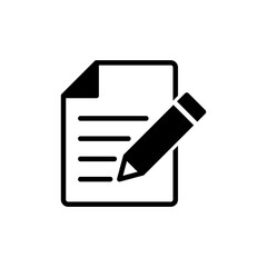 Note icon isolated on white background. Taking note icon vector. Edit line icon. Document write. Content writing