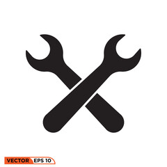 Gear wrench icon vector graphic of template symbol and sign 