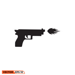 Gun firing icon vector graphic of template sign symbol