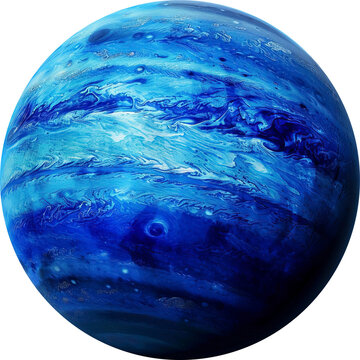 Surreal image of the planet Neptune, isolated on transparent background