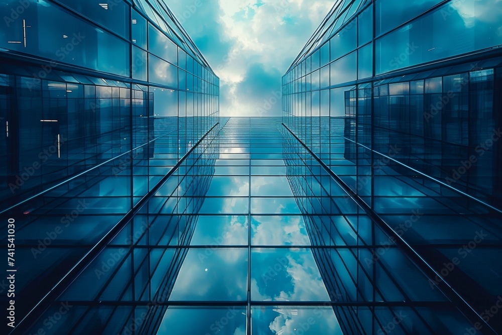 Aufkleber low angle view of skyscraper building with clouds in the sky