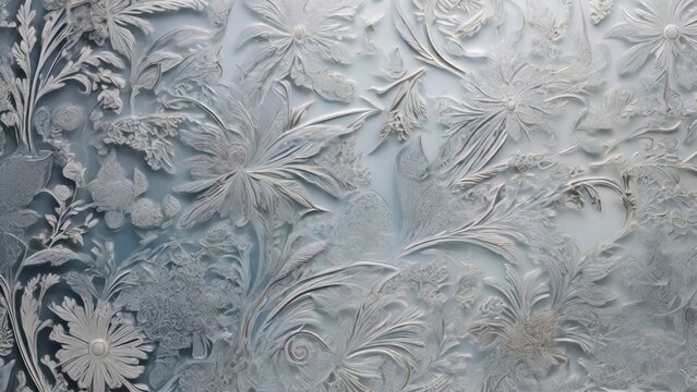 Detailed composition highlighting the beauty of frosty patterns on glass
