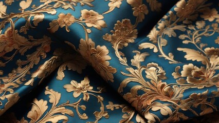 Luxurious brocade texture, paying attention to the fine details and nuances of the intricate patterns