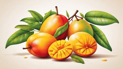 Illustration of mango on bright white background