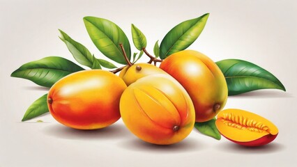 Illustration of mango on bright white background