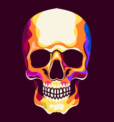 Illustration of skull head with pop art style, Isolated design, poster, T shirt design