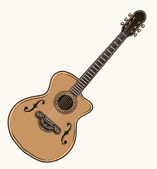 Fototapeta premium Illustration of Classical acoustic guitar. Isolated guitar. Musical string instrument, Vector illustration