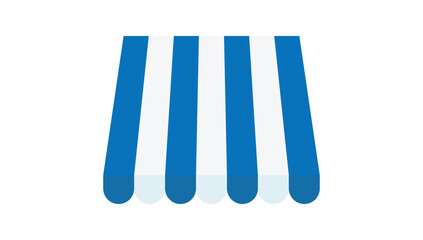 Shop sunshade isolated on white background. Realistic striped cafe awning. Outdoor market tent. Roof canopy. Summer street store. Vector illustration. Eps file 488.