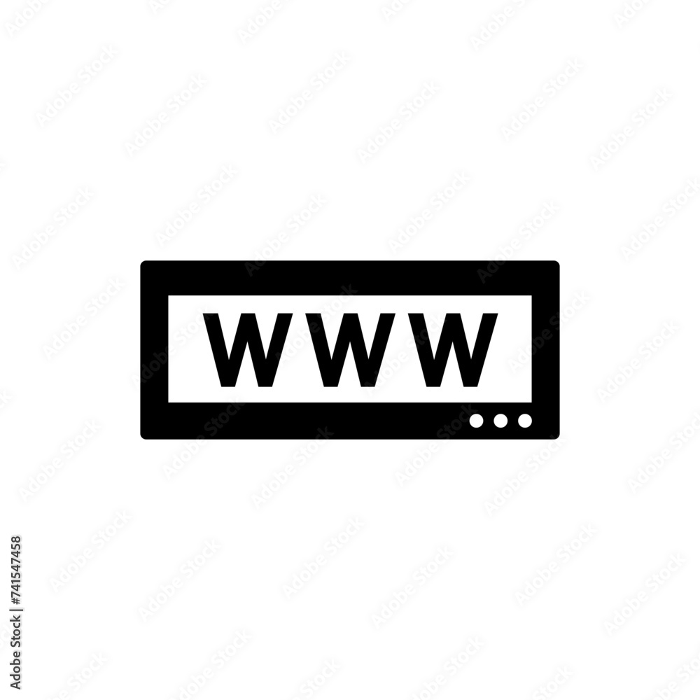 Aufkleber www icon. web site icon. www icon with hand cursor in flat style