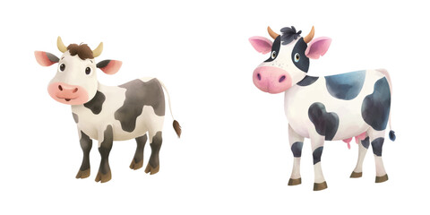 cute cow soft watercolour vector illustration