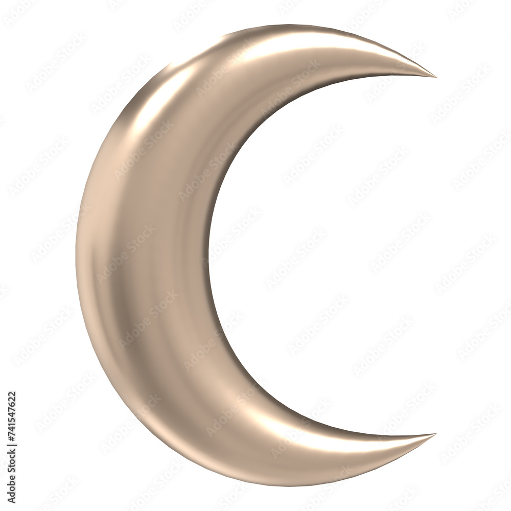 Wall mural Islamic crescent moon icon. Gold crescent moon. Symbol shape design for islamic, religion, ramadan and eid concept